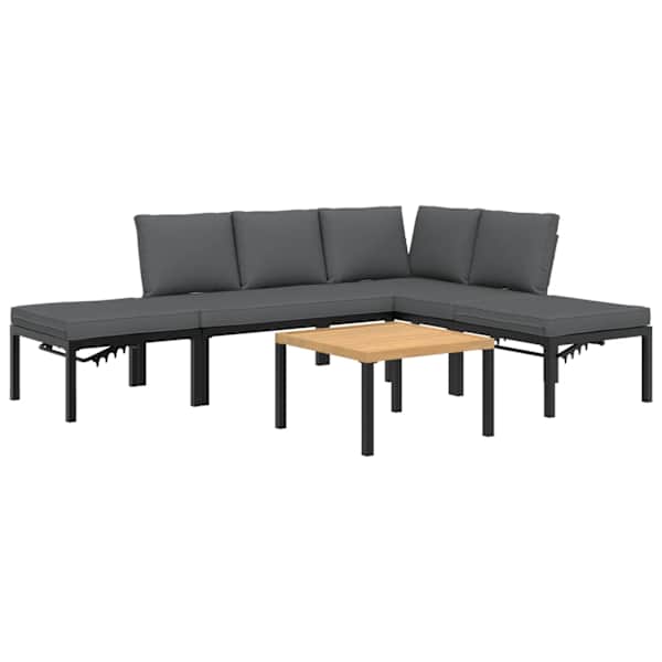 vidaXL 5-osaline aiadiivani komplekt patjadega, must, alumiinium