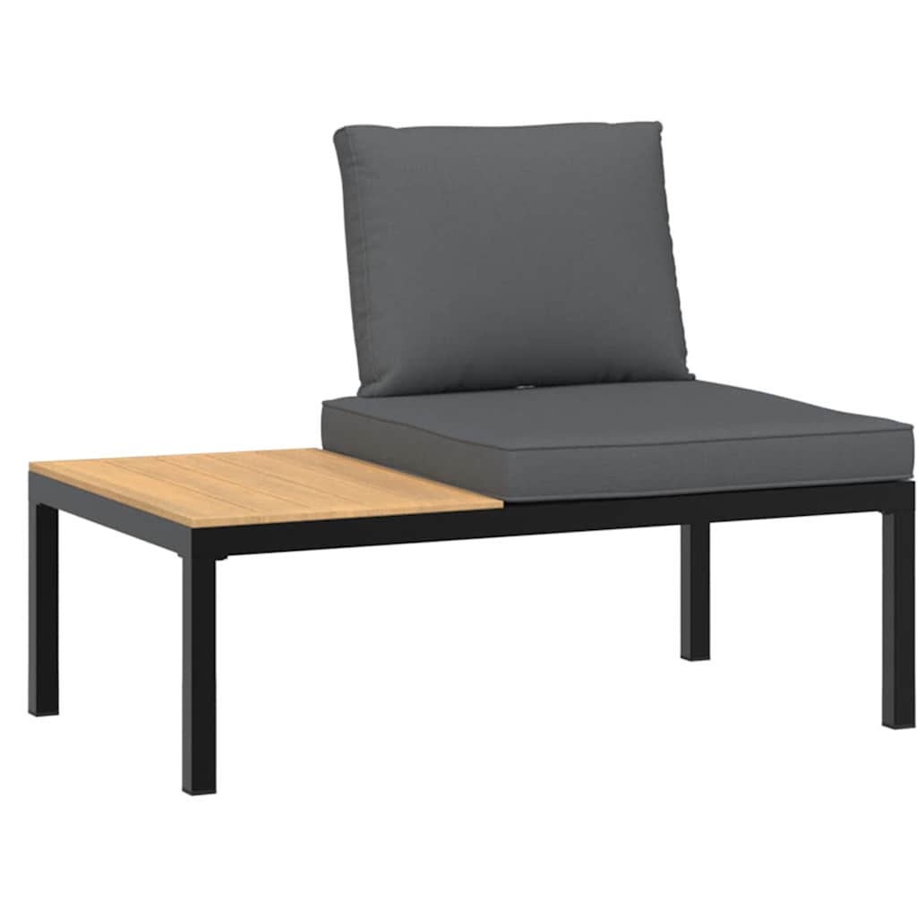 vidaXL Set canapea de grădină, 2 piese, cu perne, negru, aluminiu
