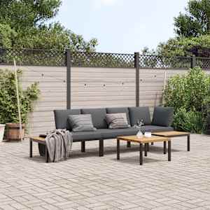 Vrtna sedežna garnitura 4-delna z blazinami črn aluminij