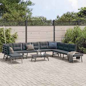 Vrtna klop z blazinami 6-delna črno prašno lakirano jeklo