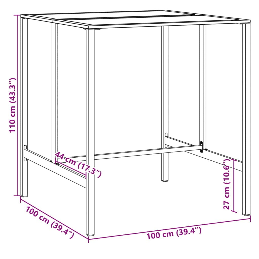 imagem de vidaXL Conjunto de bar para jardim 5 pcs aço revestido a pó preto11