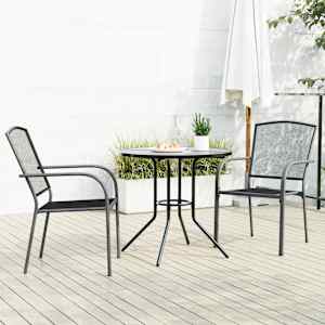 Vrtni stoli 3 kosi antracit prašno barvano jeklo