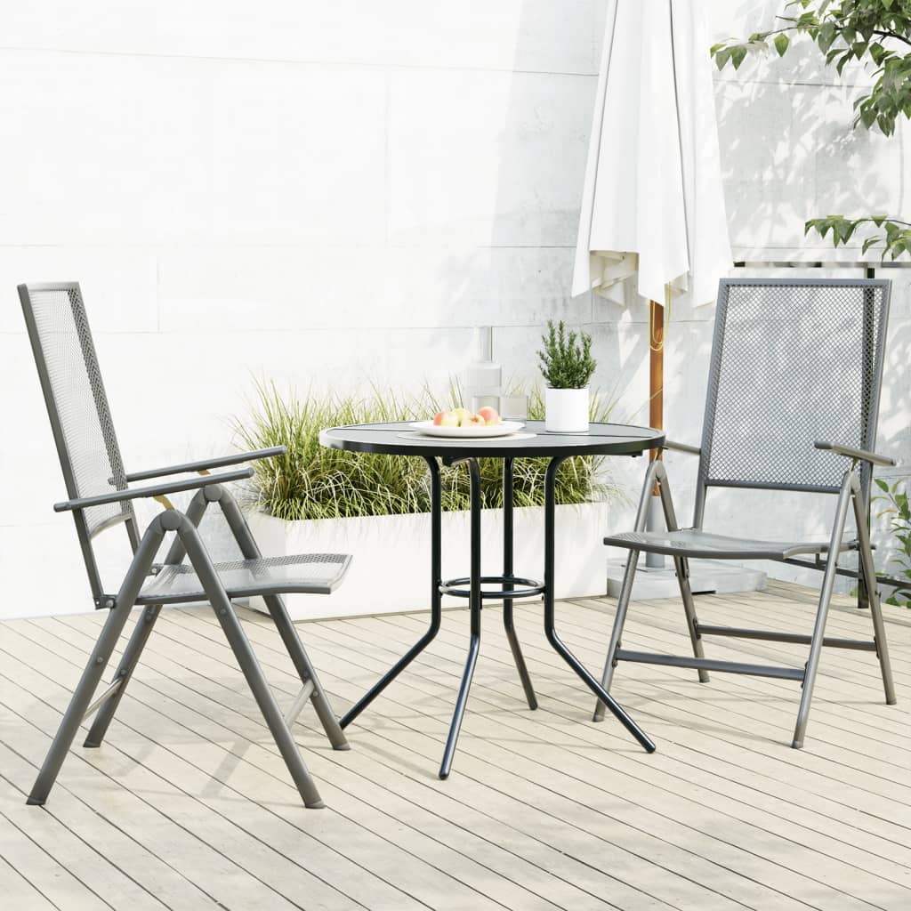 vidaXL Set scaune de grădină rabatabile, 3 buc., antracit, oțel vopsit