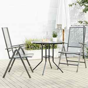 Nastavljivi vrtni stoli 3 kosi antracit prašno barvano jeklo