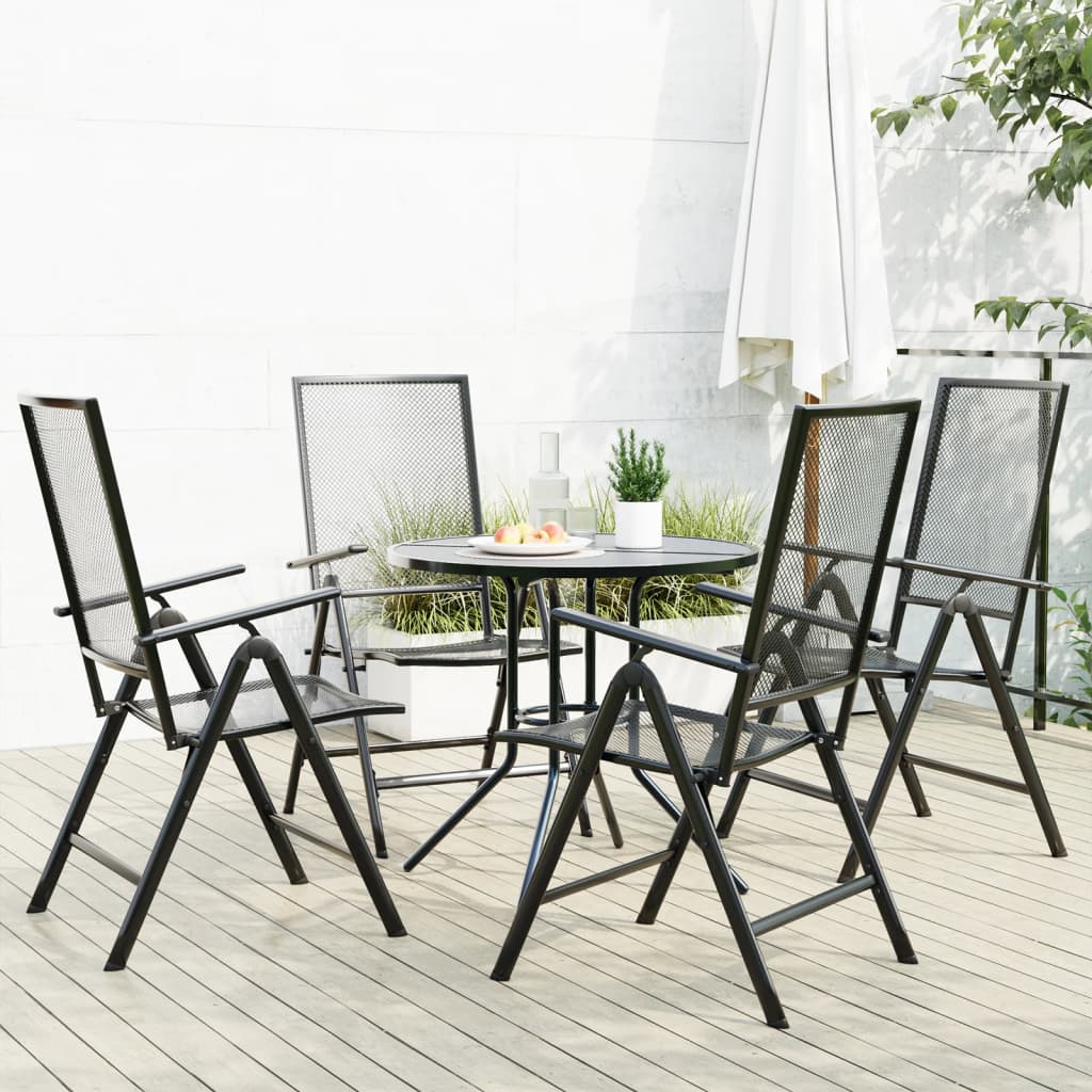 vidaXL Set scaune de grădină rabatabile, 5 buc., antracit, oțel vopsit