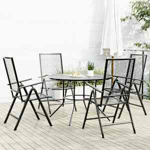 Nastavljivi vrtni stoli 5 kosov antracit prašno barvano jeklo