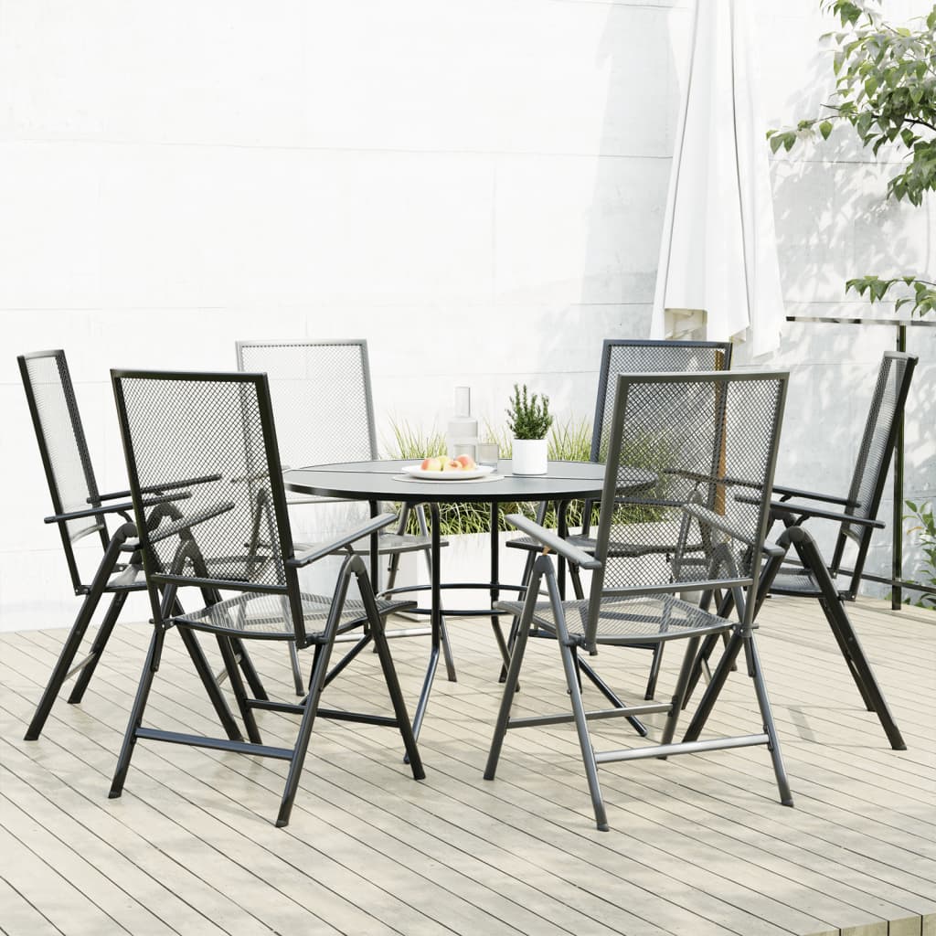 vidaXL Set scaune de grădină rabatabile, 7 buc., antracit, oțel vopsit