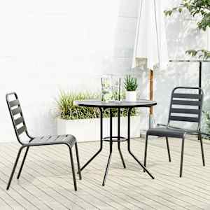 Vrtni stoli 3 kosi antracit prašno barvano jeklo