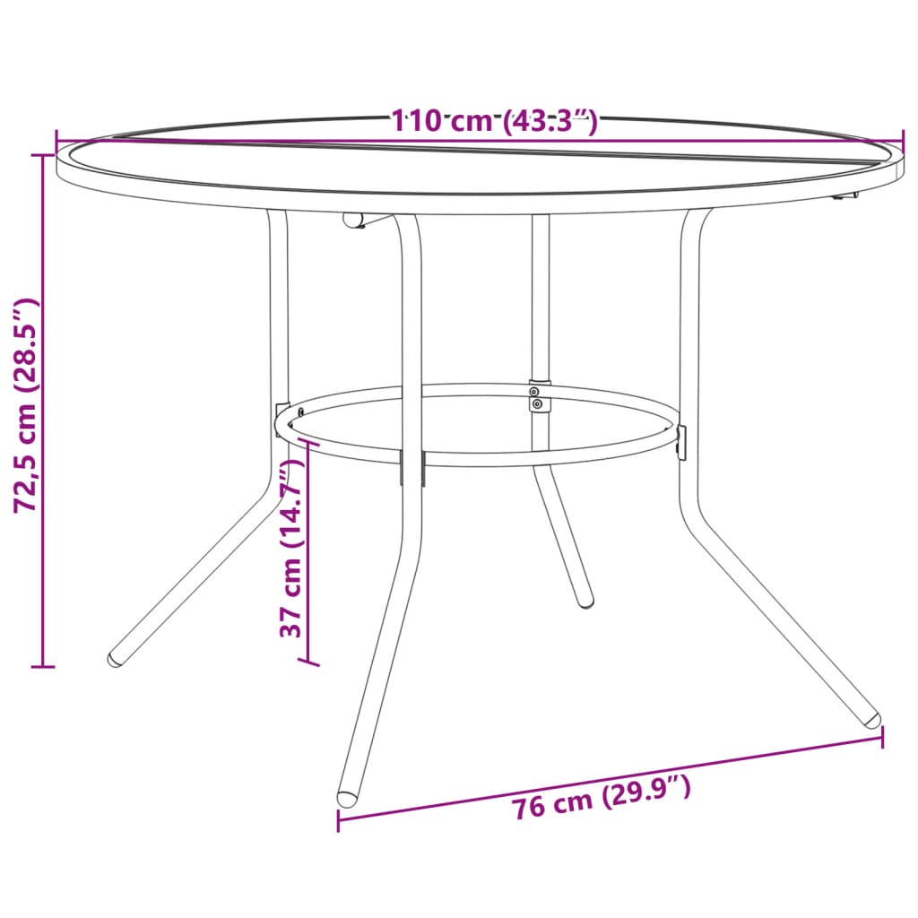 imagem de vidaXL Conj. cadeiras jardim encastrar 5pcs aço revestido pó antracite11