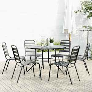 Vrtni stoli 7 kosov antracit prašno barvano jeklo