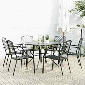 Vrtni stoli 7 kosov antracit prašno barvano jeklo