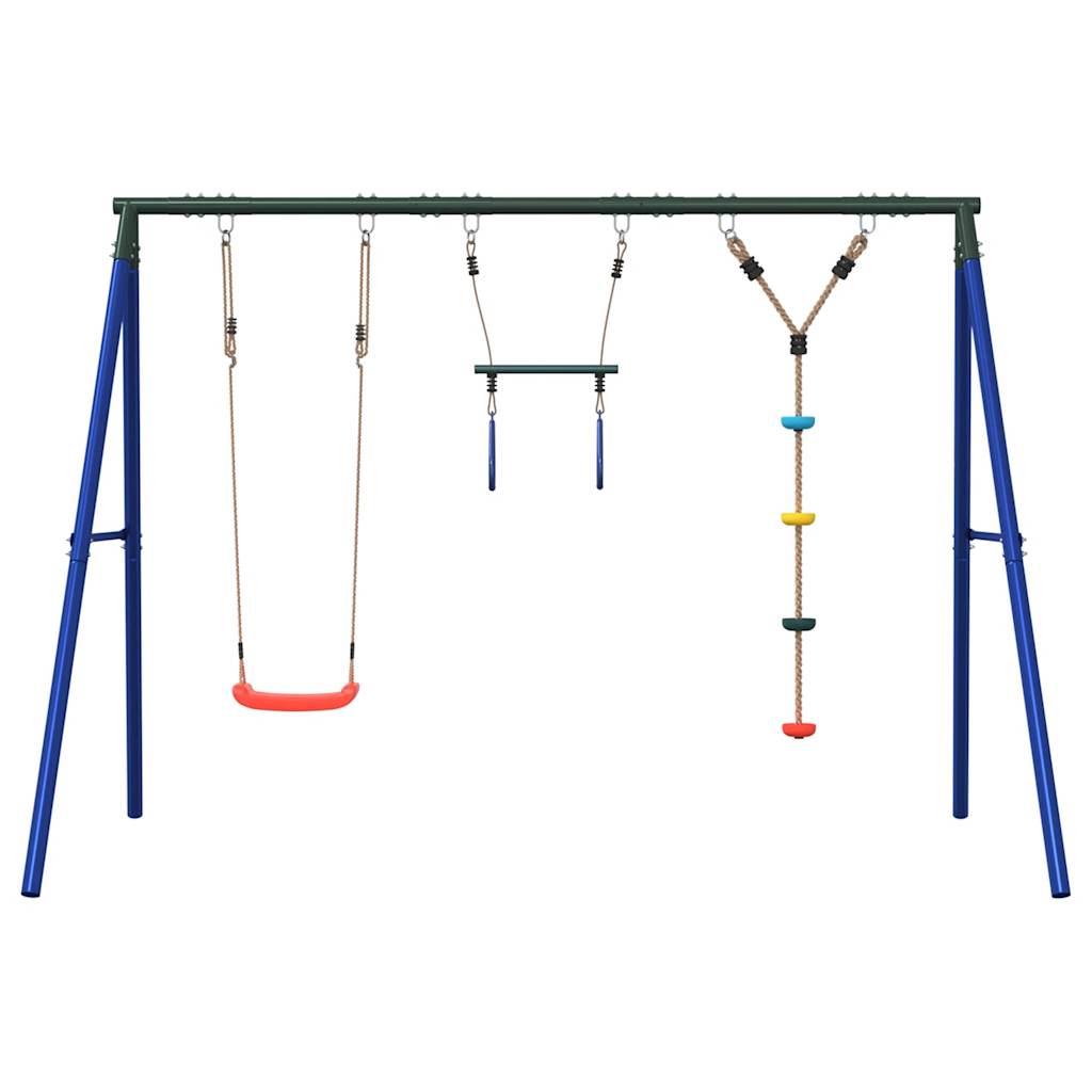 vidaXL Schommelset met schommel, trapeze en klimtouw met schijven afbeelding