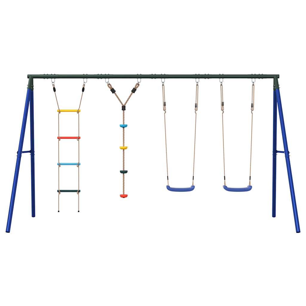 vidaXL Schommelset met schommels, ladder en klimtouw met schijven afbeelding
