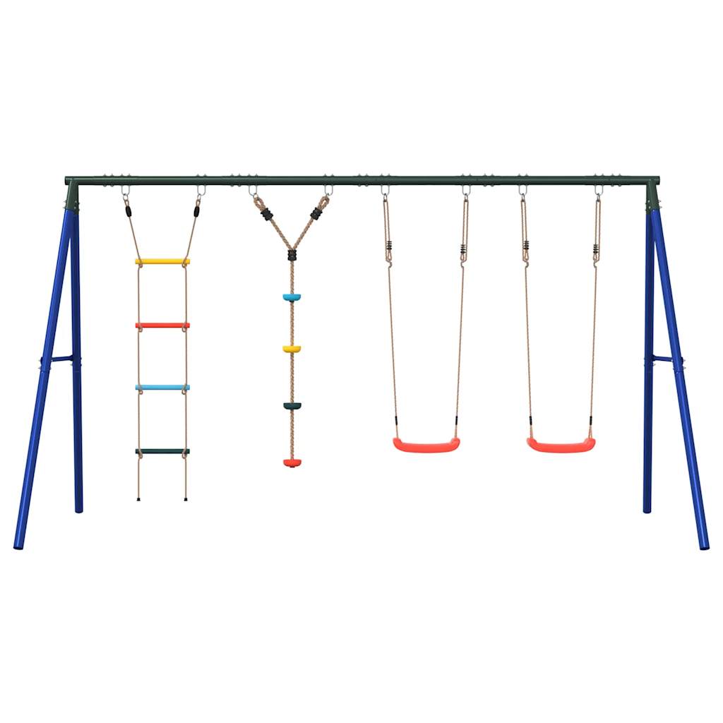 vidaXL Schommelset met schommels, ladder en klimtouw met schijven afbeelding