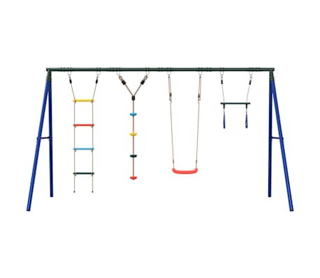 vidaXL Jeu ext&eacute;rieur de balan&ccedil;oire, trap&egrave;ze &eacute;chelle et corde &agrave; disque