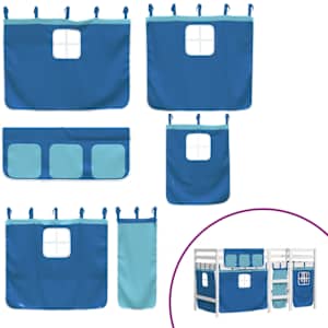 Otroški pograd z zavesami moder 90x190 cm trdna borovina - slika 7