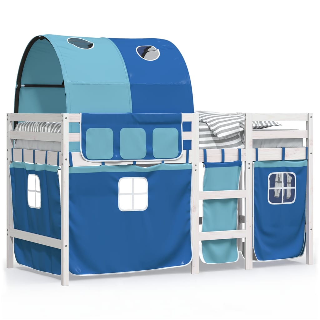 Thumbnail - vidaXL Kinderhochbett mit Tunnel Blau 80x200 cm Massivholz Kiefer