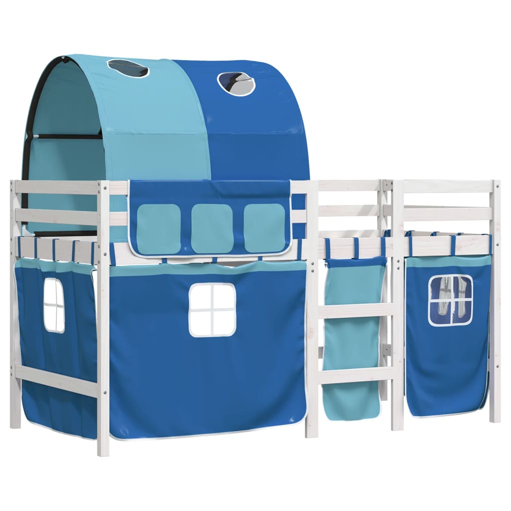 Thumbnail - vidaXL Kinderhochbett mit Tunnel Blau 80x200 cm Massivholz Kiefer