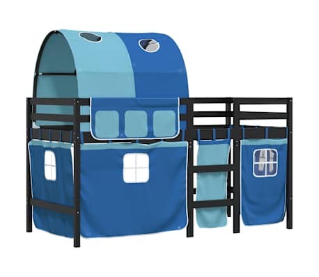 vidaXL Lit mezzanine enfants avec tunnel sans matelas bleu 80x200 cm