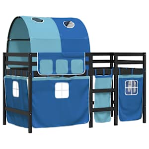 vidaXL Lit mezzanine enfants avec tunnel sans matelas bleu 80x200 cm