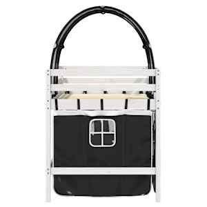 Otroški pograd s tunelom bel in črn 90x190 cm trdna borovina - slika 5