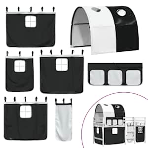 Otroški pograd s tunelom bel in črn 90x190 cm trdna borovina - slika 7