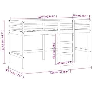 Otroški pograd s tunelom moder 90x190 cm trdna borovina - slika 13