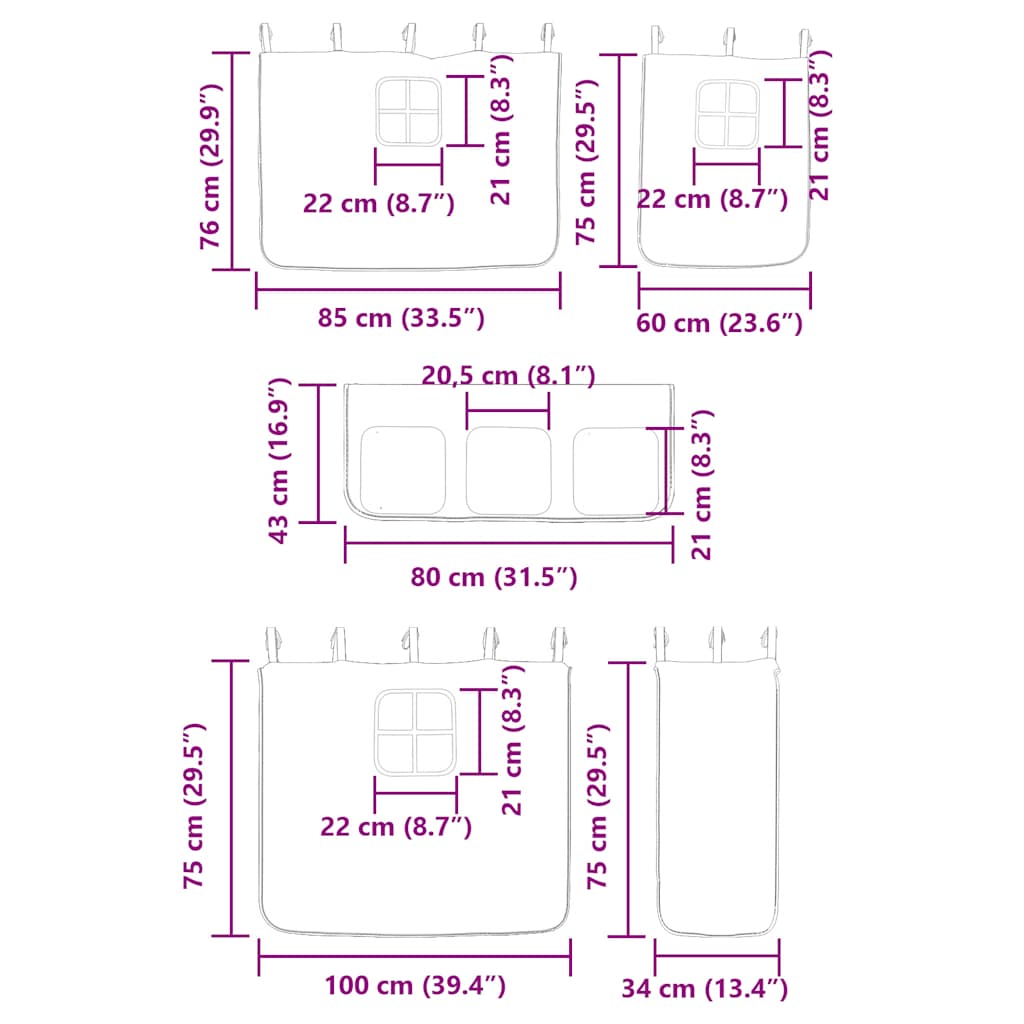 Dětská patrová postel se závěsy bílá a černá 80x200 cm borovice - obrázek 15