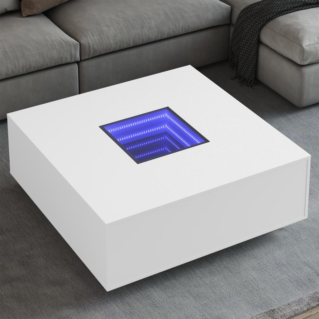 vidaXL Couchtisch mit Infinity-LED Weiß 100x100x40 cm