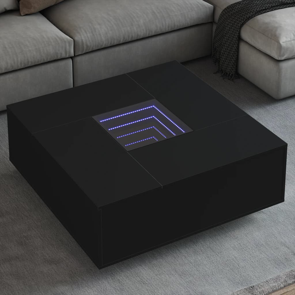 vidaXL Couchtisch mit Infinity-LED Schwarz 100x100x40 cm