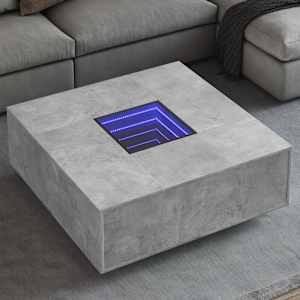 Konferenční stolek s Infinity LED betonově šedý 100x100x40 cm - obrázek 1
