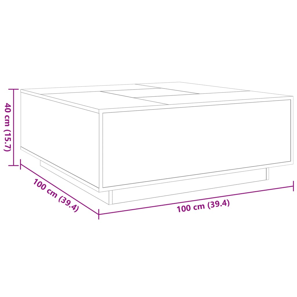 Konferenční stolek s Infinity LED kouřový dub 100 x 100 x 40 cm - obrázek 13