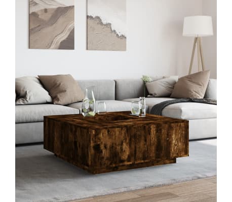 vidaXL Coffee Table Smoked Oak 100x100x40 cm Engineered Wood
