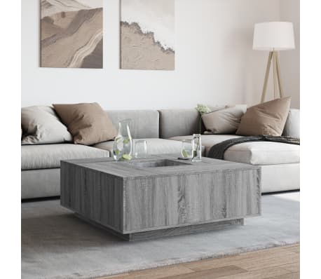 vidaXL Кафе маса, сив сонома, 100x100x40 см, инженерно дърво