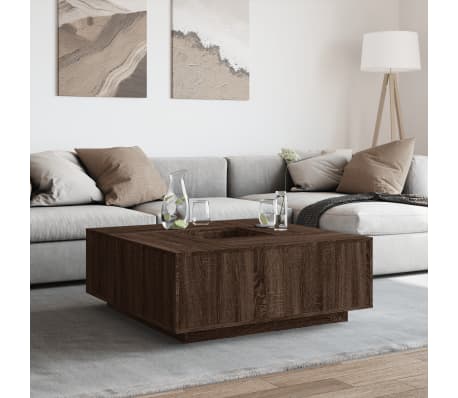 vidaXL Salontafel 100x100x40 cm bewerkt hout bruin eikenkleur