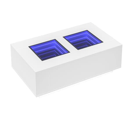 vidaXL Măsuță de cafea cu LED infinity, alb, 116x69x40 cm