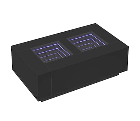 vidaXL Mesa de centro luzes LED Infinity 116x69x40 cm preto