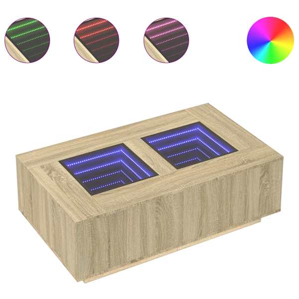 vidaXL kohvilaud LED-tuledega, Sonoma tamm, 116x69x40 cm