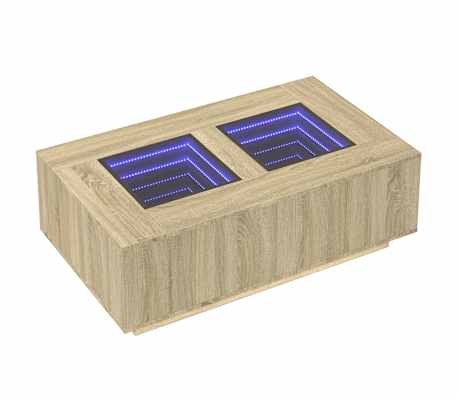 vidaXL Kavos staliukas su Infinity LED, ąžuolo, 116x69x40cm