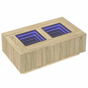 vidaXL Kavos staliukas su Infinity LED, ąžuolo, 116x69x40cm