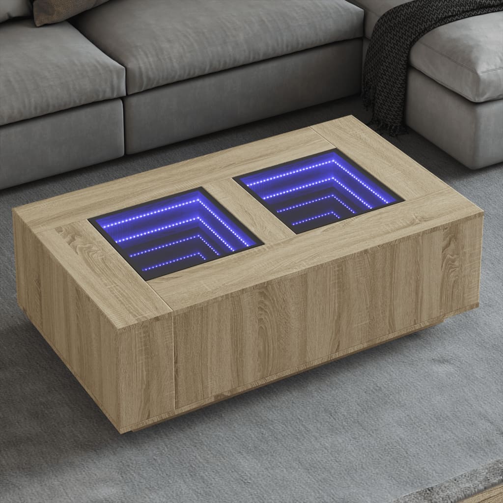 vidaXL Couchtisch mit Infinity-LED Sonoma-Eiche 116x69x40 cm