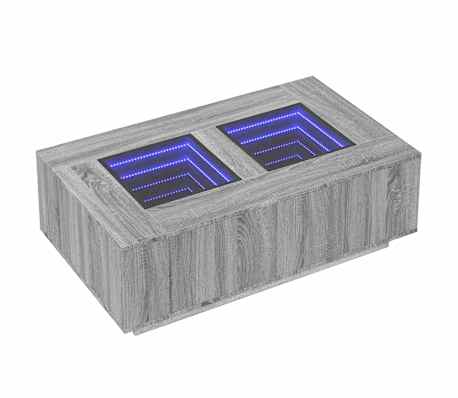 vidaXL Măsuță de cafea cu LED infinity, gri sonoma, 116x69x40 cm