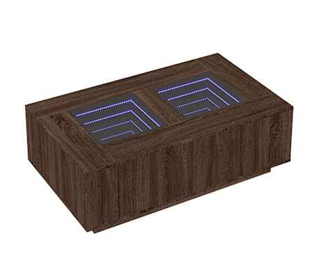 vidaXL Coffee Table with Infinity LED Brown Oak 116x69x40 cm