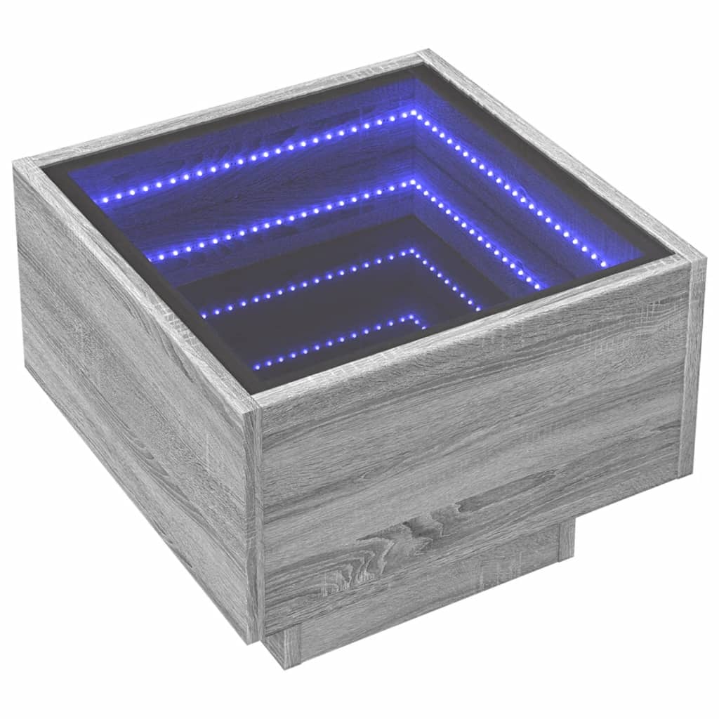 Thumbnail - vidaXL Nachttisch mit Infinity-LED Grau Sonoma 40x40x30 cm