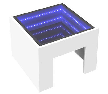 vidaXL sengebord med Infinity LED-lys 40x40x30 cm hvid