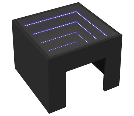 vidaXL Table de chevet avec LED infini noir 40x40x30 cm