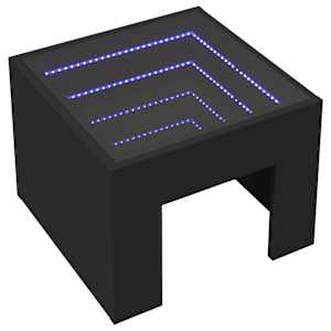 vidaXL Table de chevet avec LED infini noir 40x40x30 cm