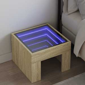 Nočna mizica z neskončnimi LED sonoma hrast 40x40x30 cm