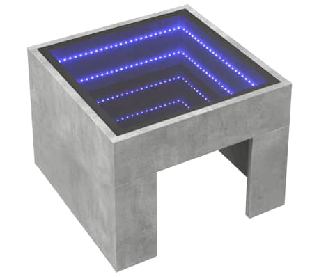 vidaXL Noptieră cu LED infinity, gri beton, 40x40x30 cm