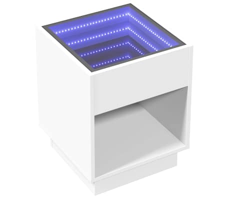 vidaXL Noptieră cu LED infinity, alb, 40x40x50 cm